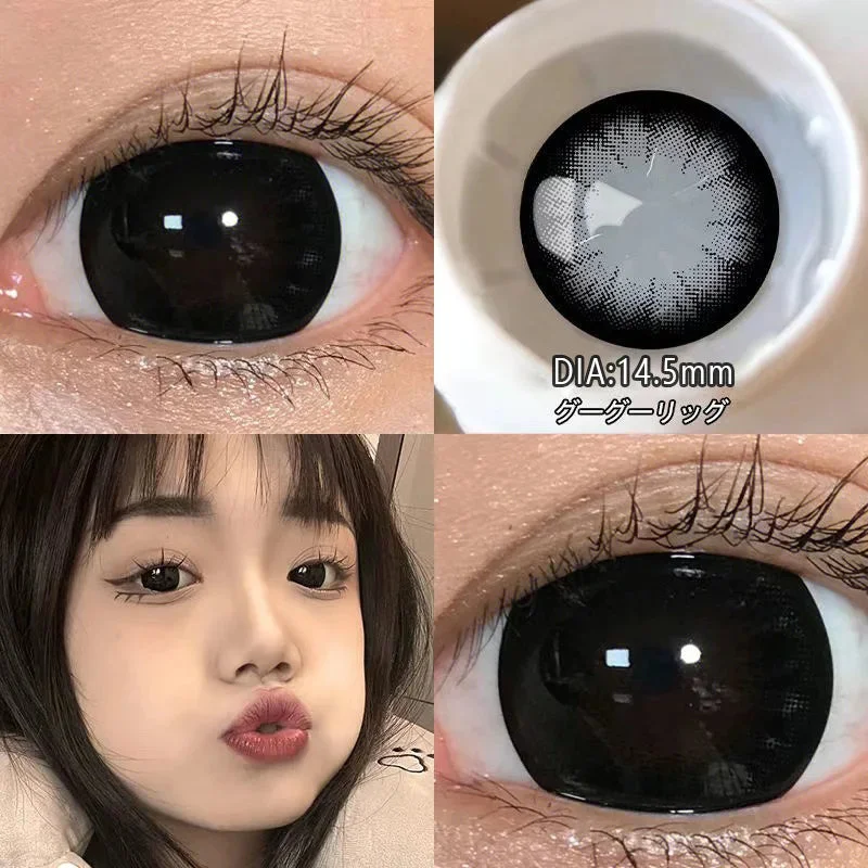 Sdrawing 1pair/2pcs Black Large Diameter Color Contact Lenses Men with Diopter Myopia Fashion Color Contact Lenses Natural