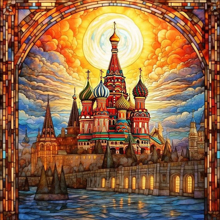 Glass Painting Cloud Castle 30*30CM (Canvas) Full Round Drill Diamond Painting gbfke