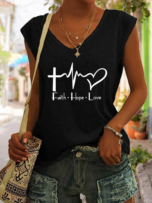 SocialShop Faith Hope Love V-neck Tank Top socialshop
