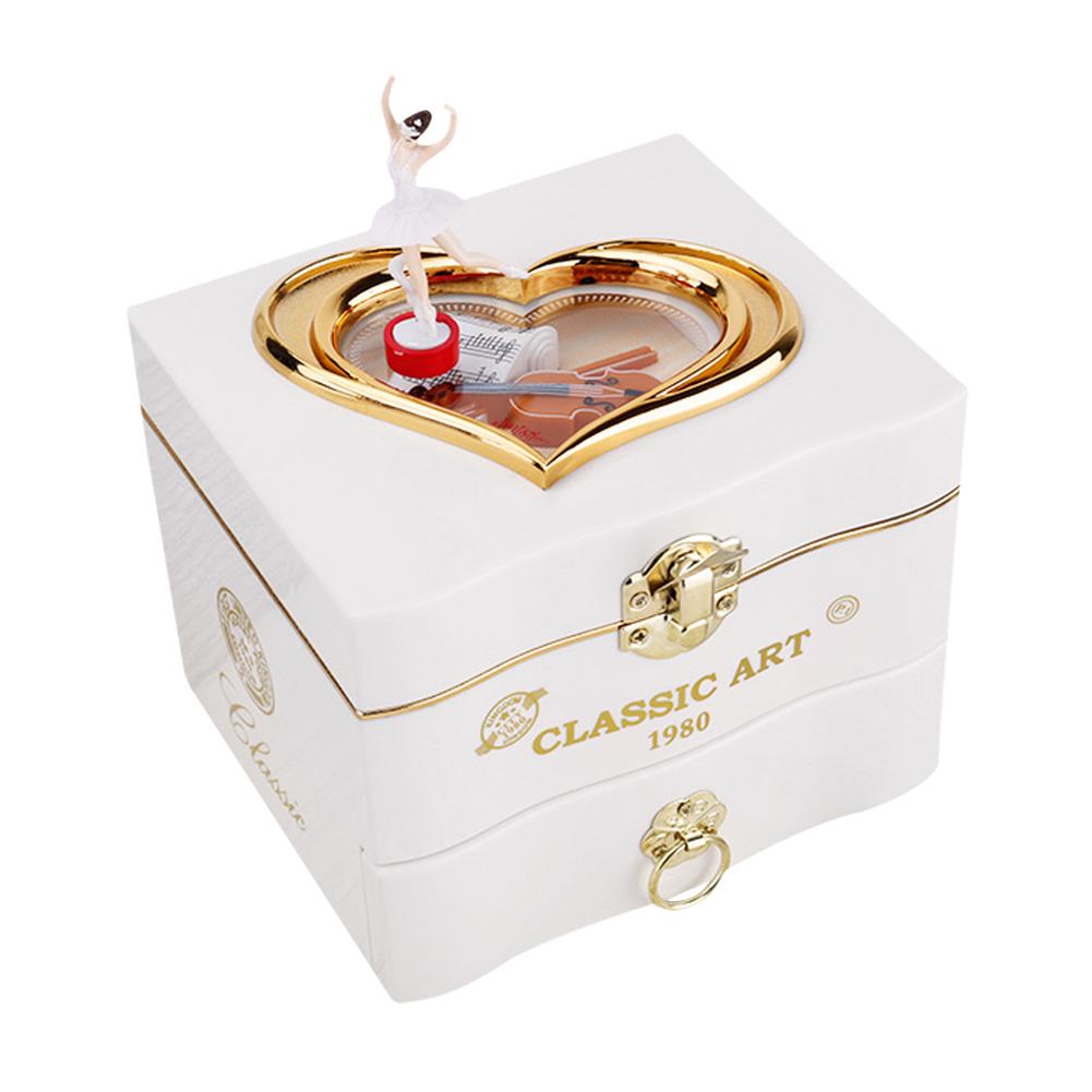 

Classic Rotating Dancer Piano Music Box Clockwork Jewelry Boxes (White, 501 Original