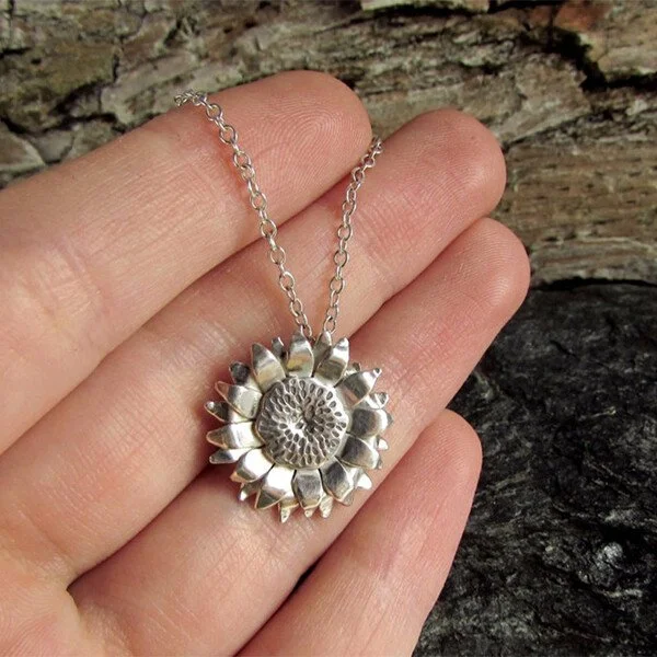 925 Sterling Silver Sunflower Necklace