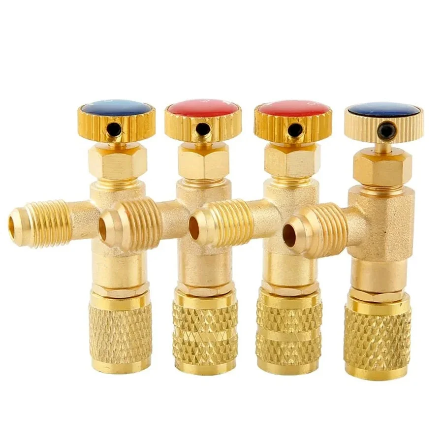 Air Conditioning Refrigerant Safety Valve R410A R22 1/4 " Refrigeration Charging Safety Liquid Adapter Hand Tool Parts