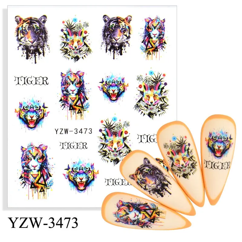 1 Sheet Human Face Nail Stickers And Decals 2021 Nail Art Decorations Set Geometric Pattern Dried Flowers Sliders For Nails Art-Nail Inspo