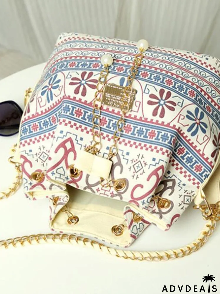 Geo Graphic Drawstring Bucket Bag