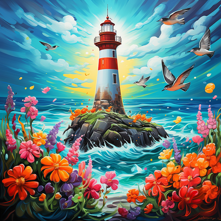 Lighthouse By The Sea 40*40CM(Canvas) Diamond Painting gbfke