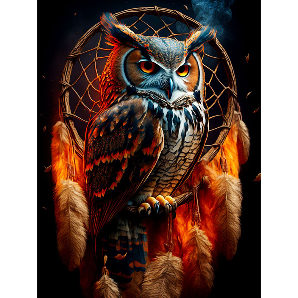 Owl Dream Catcher 30*40CM(Canvas) Full Round Drill Diamond Painting gbfke