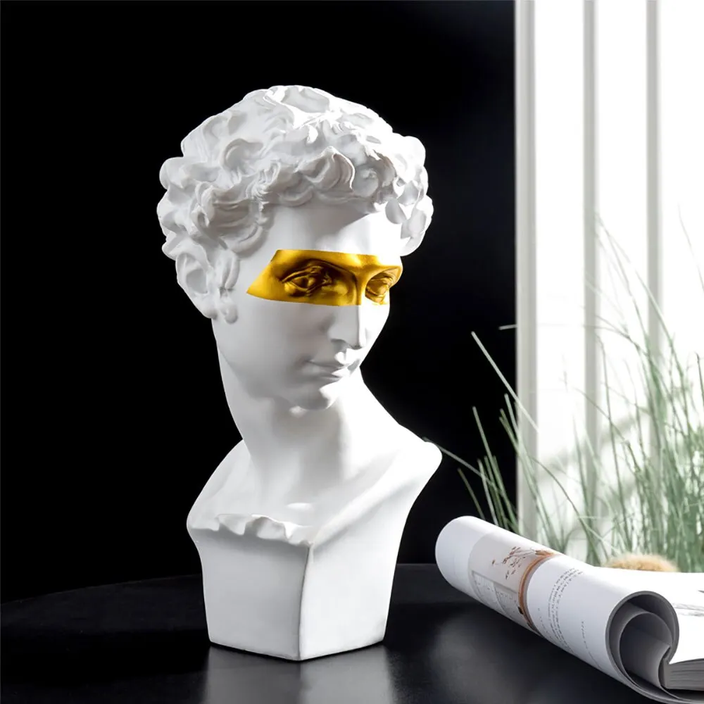 Creative Resin Figure Sculpture Black and White David Sculpture Statue Model Nordic Decoration Home Living Room Decoration