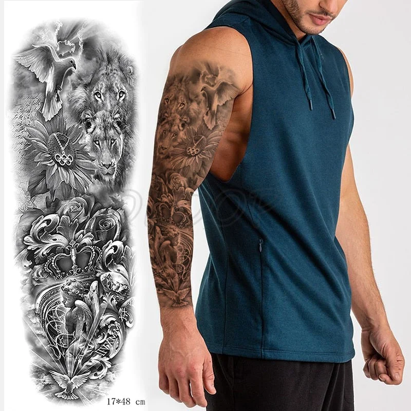 Waterproof Temporary Tattoo Sticker Jesus Virgin sister Peace Pigeon bird flower Full Arm Tatoo Flash Fake Tatto for Men Women