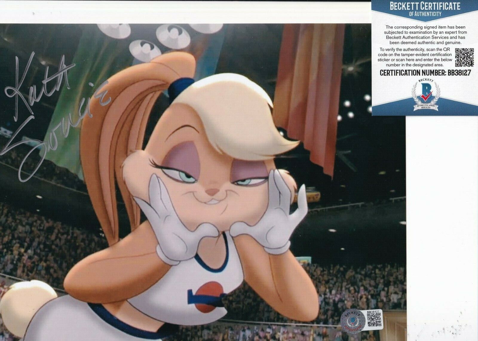 KATH SOUCIE signed (SPACE JAM) Lola Bunny Movie 8X10 Photo Poster painting BECKETT BAS BB38127