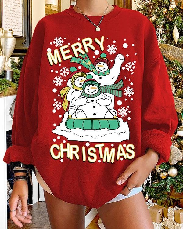 Christmas Print Pullover Women's Sweatshirt - Chicaggo