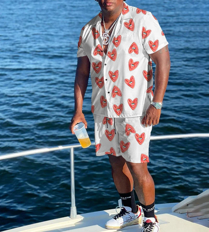 Hawaii Men's Casual Printed Short Sleeve Shirt Set