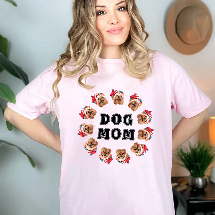 Custom Dog Mom Shirt - Personalized Pet Photo T-Shirt with Your Dog's Faces