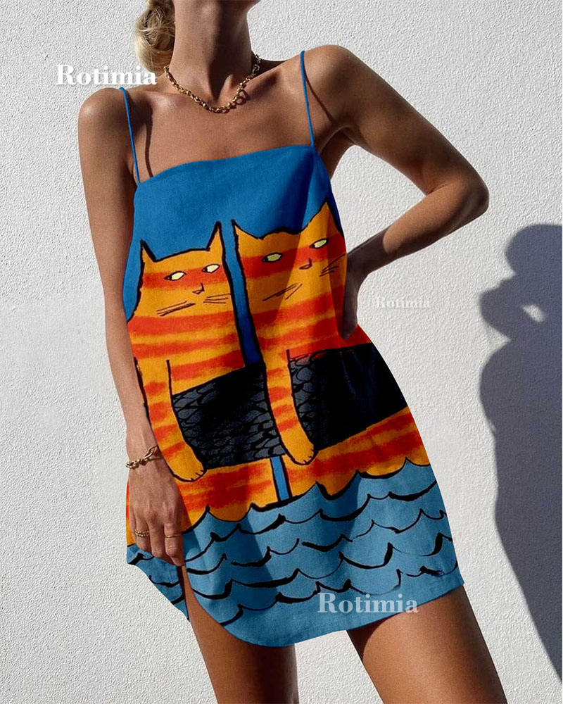 Casual Print Halter Dress