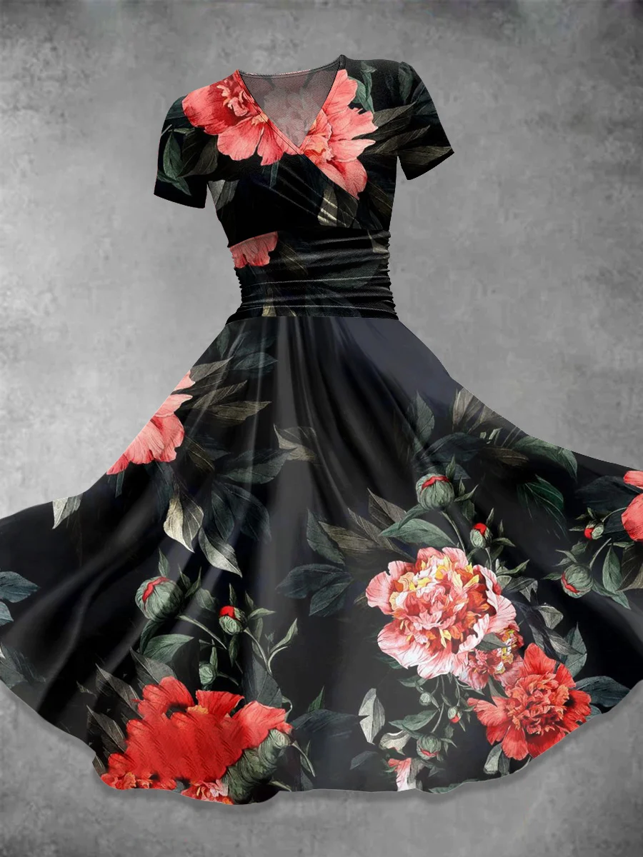 Flower  Art  Print Casual Dress