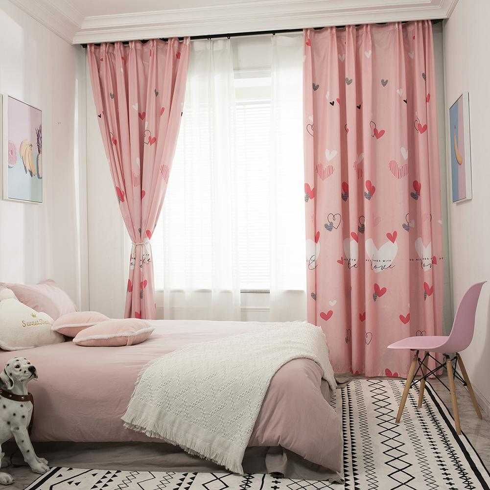 

Sanding Blackout Curtains Blind Panel Fabric Shading Drapes (Love 1.4x2.6m, 501 Original