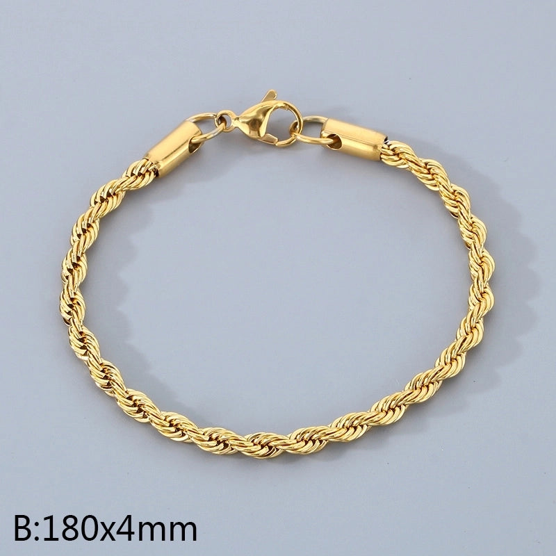 Minimalist Twist 304 Stainless Steel 18K Gold Plated Bracelets In Bulk