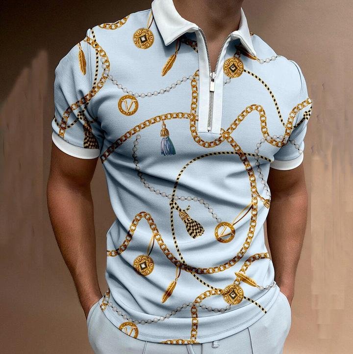 Chain Pattern Art Design Short Sleeve Polo Shirt-Compassnice®