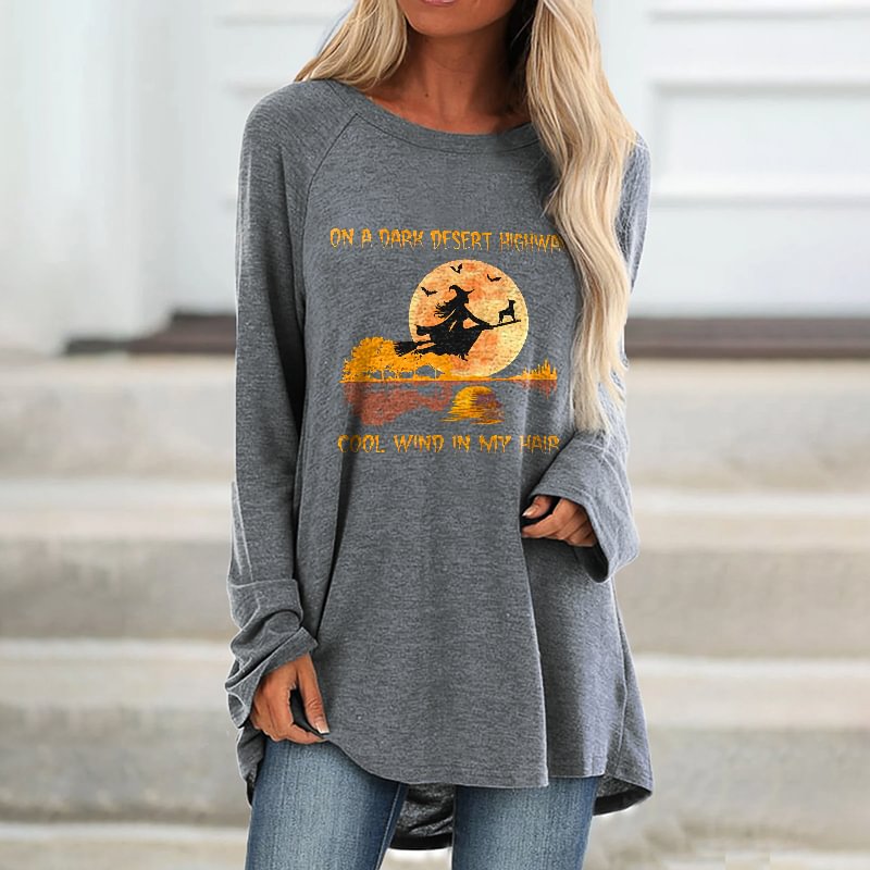 On A Dark Desert Highway Cool Wind In My Hair Printed Women's T-shirt