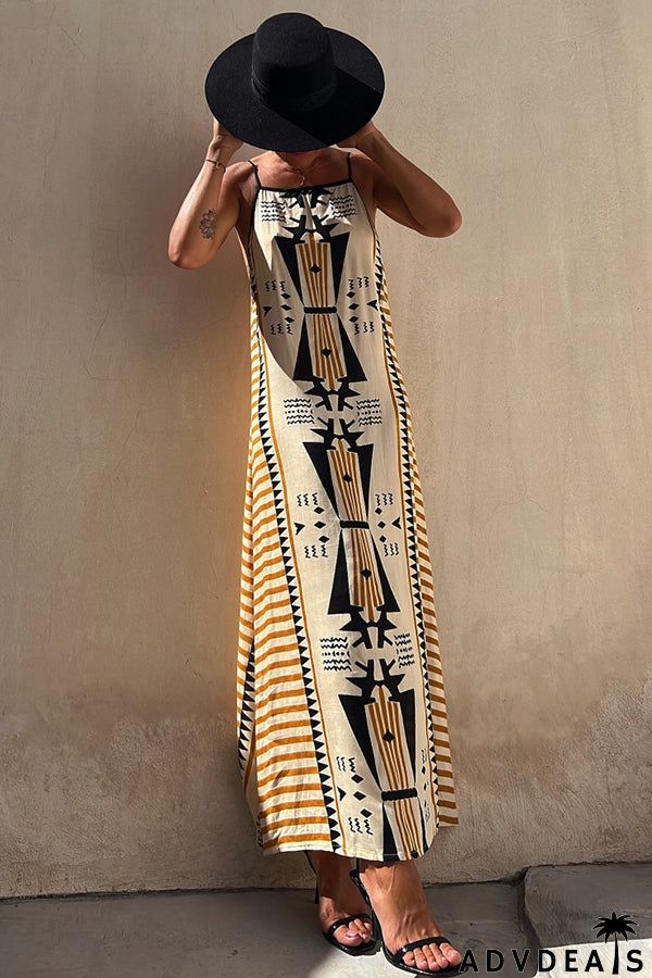 Take A Trip Ethnic Print Backless A-line Maxi Dress