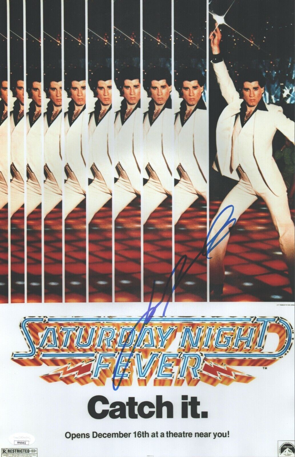 John Travolta Signed 11x17 Saturday Night Fever Authentic Autograph JSA COA