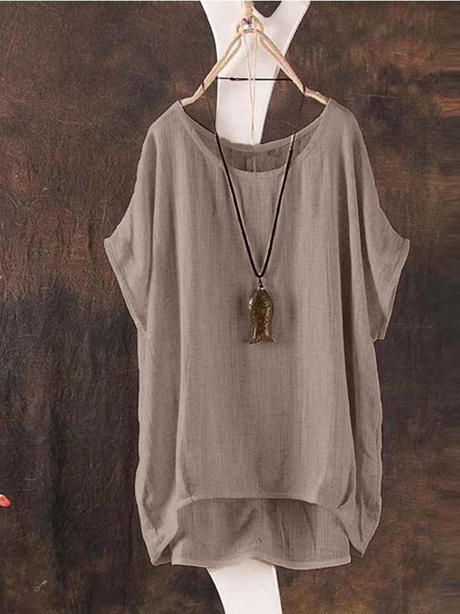Women's Solid Color Short Round Neck Pullover Sun Protection Clothing
