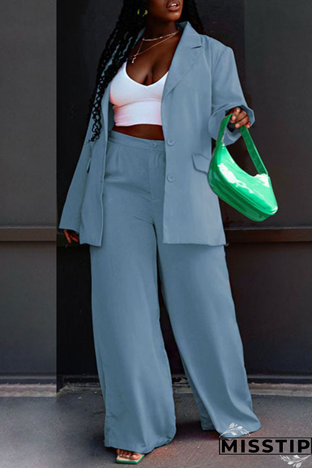 Rose Red Casual Solid Patchwork Buttons Turn-back Collar Long Sleeve Two Pieces