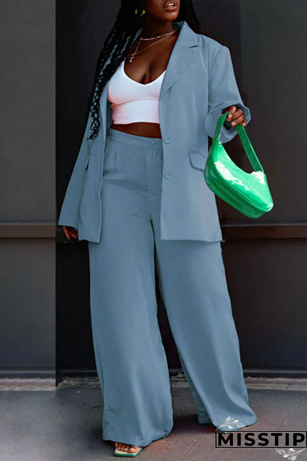 Rose Red Casual Solid Patchwork Buttons Turn-back Collar Long Sleeve Two Pieces