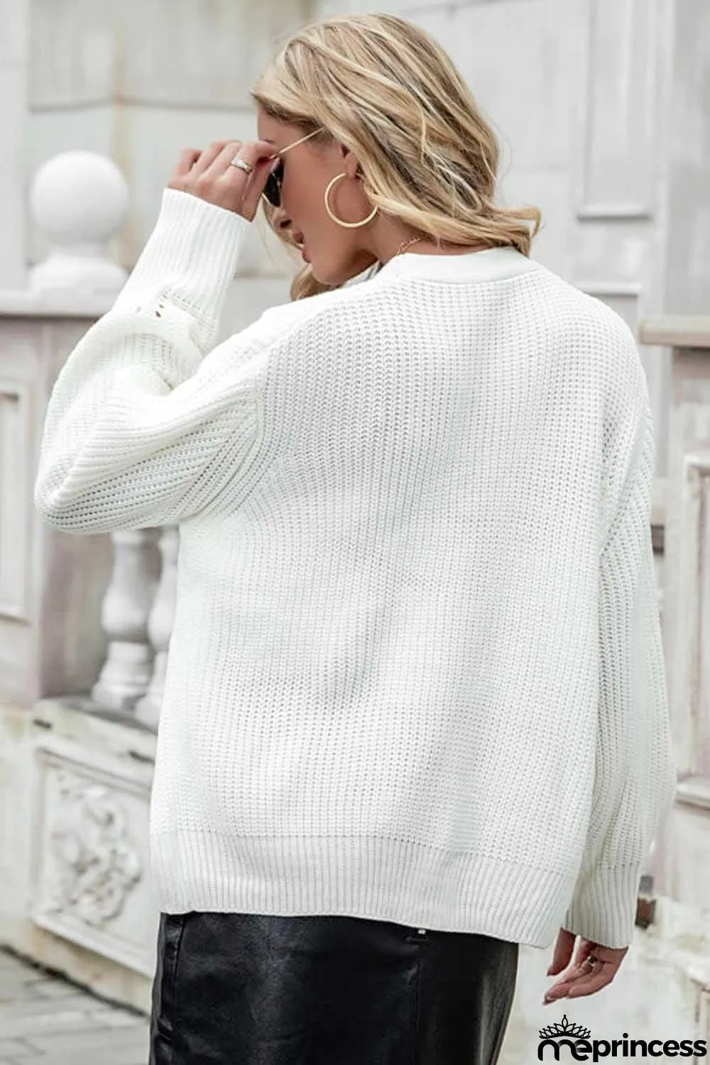 Button Front Dropped Shoulder Cardigan