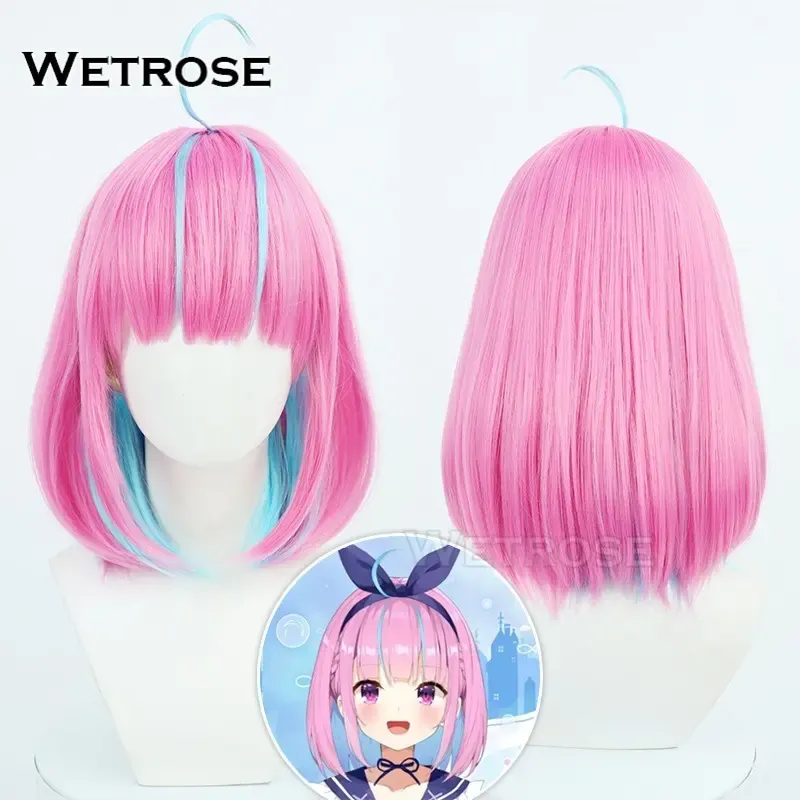 [Wetrose] In Stock Hololive JP Vtuber Minato Aqua Pink Blue Gradient Cosplay Wig