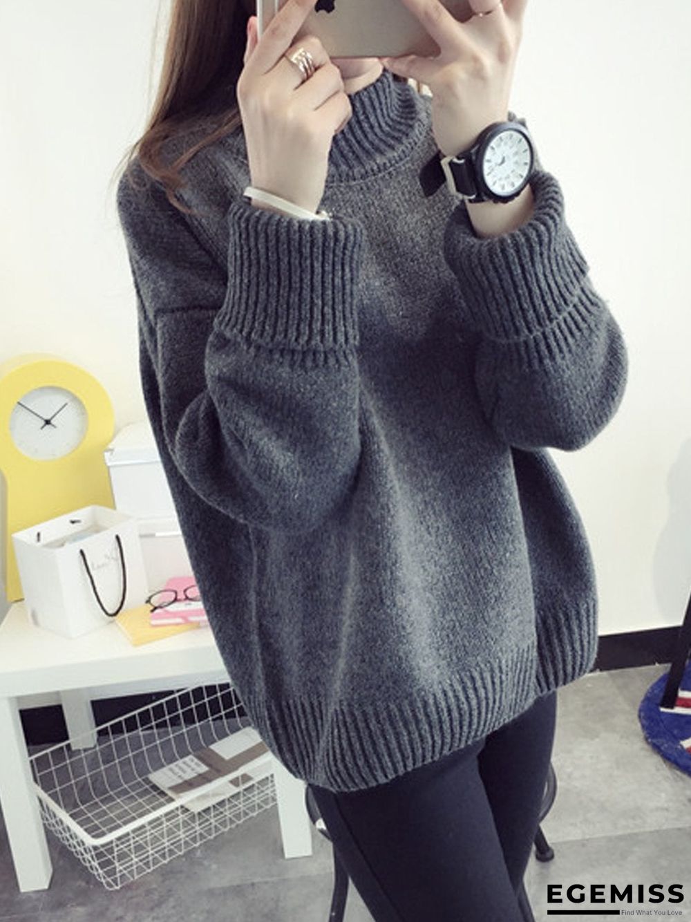 High neck pullover female loose sweater | EGEMISS