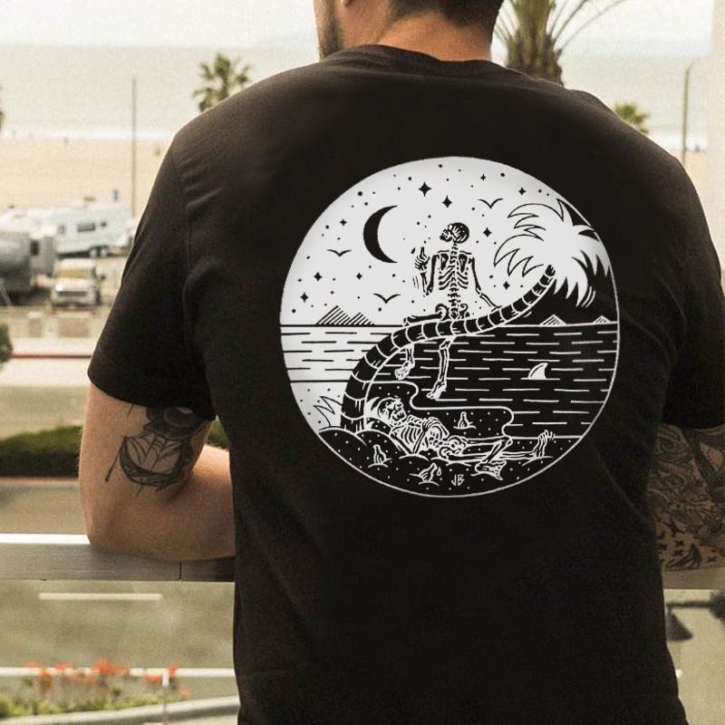 Day And Night Skeleton Printed Casual Men's T-shirt - Krazyskull