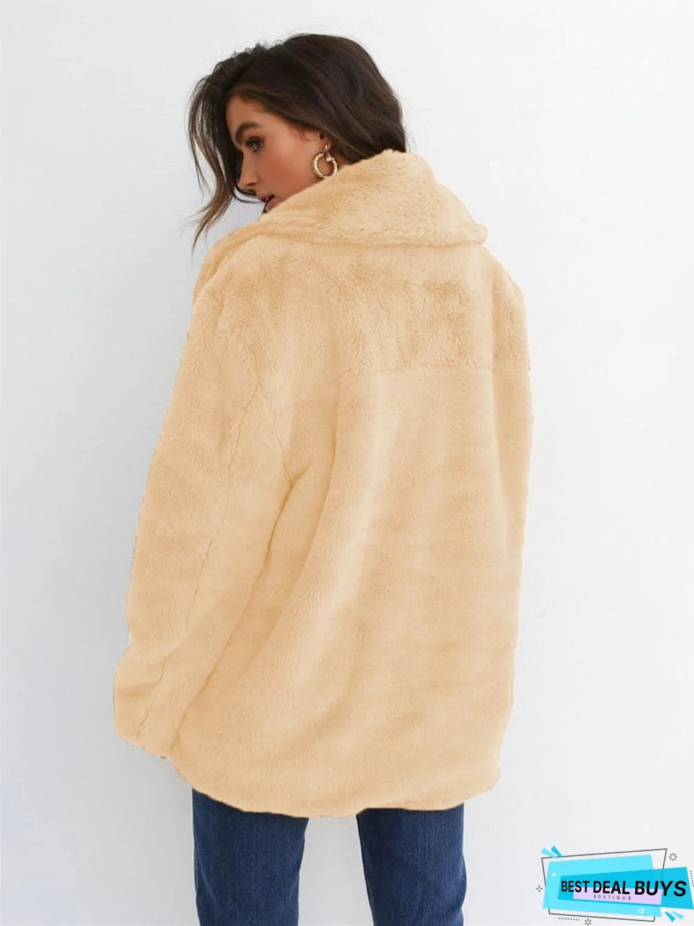 Fashion Solid Color Sexy Plush Lapel Coat