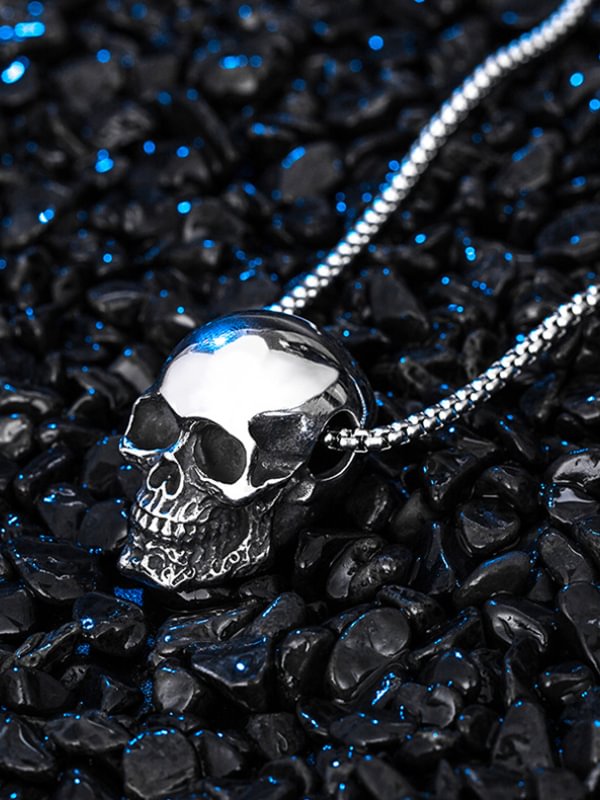 Hip-pop Style Stainless Steel Skull Necklace