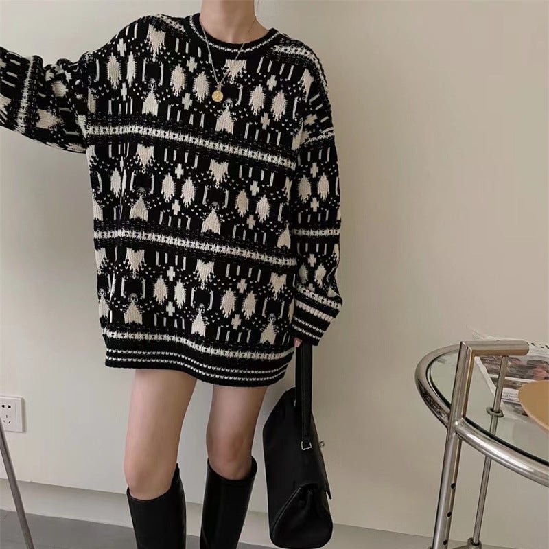 Lazy Wind Loose Retro Sweater Girl - VSMEE