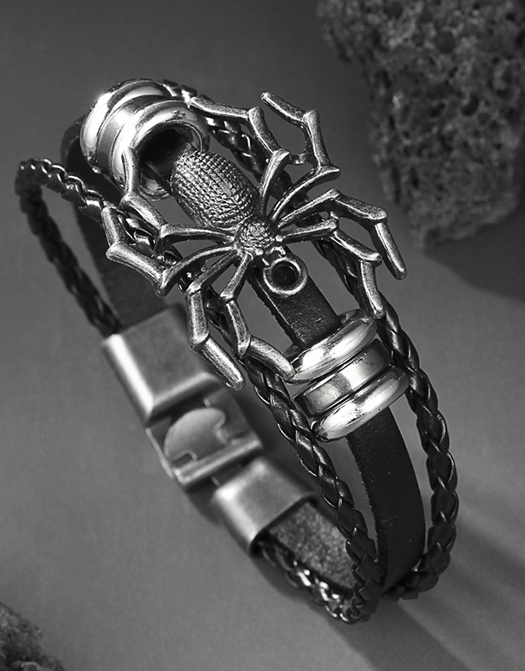 Goth Punk Spider Dark Leather Bracelet / TECHWEAR CLUB / Techwear