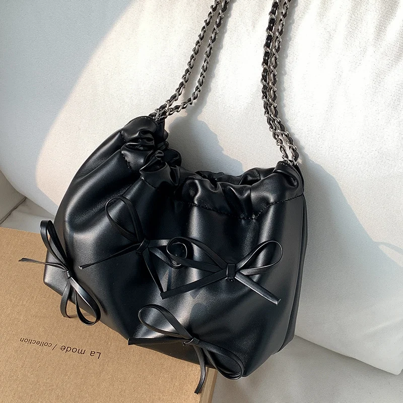 Mongw Mongw Version Fashion Bag Female Summer Advanced Sense Pure Color Chain Bag Niche Pu Soft Skin Fold Armpit Shoulder Bag