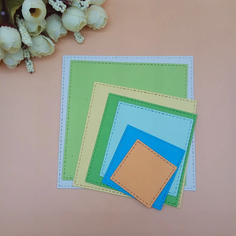 12cm Big size stitched Square Frame set Cutting Dies Punch Scrapbooking Metal Embossing Stamps and die for Card Making DIY