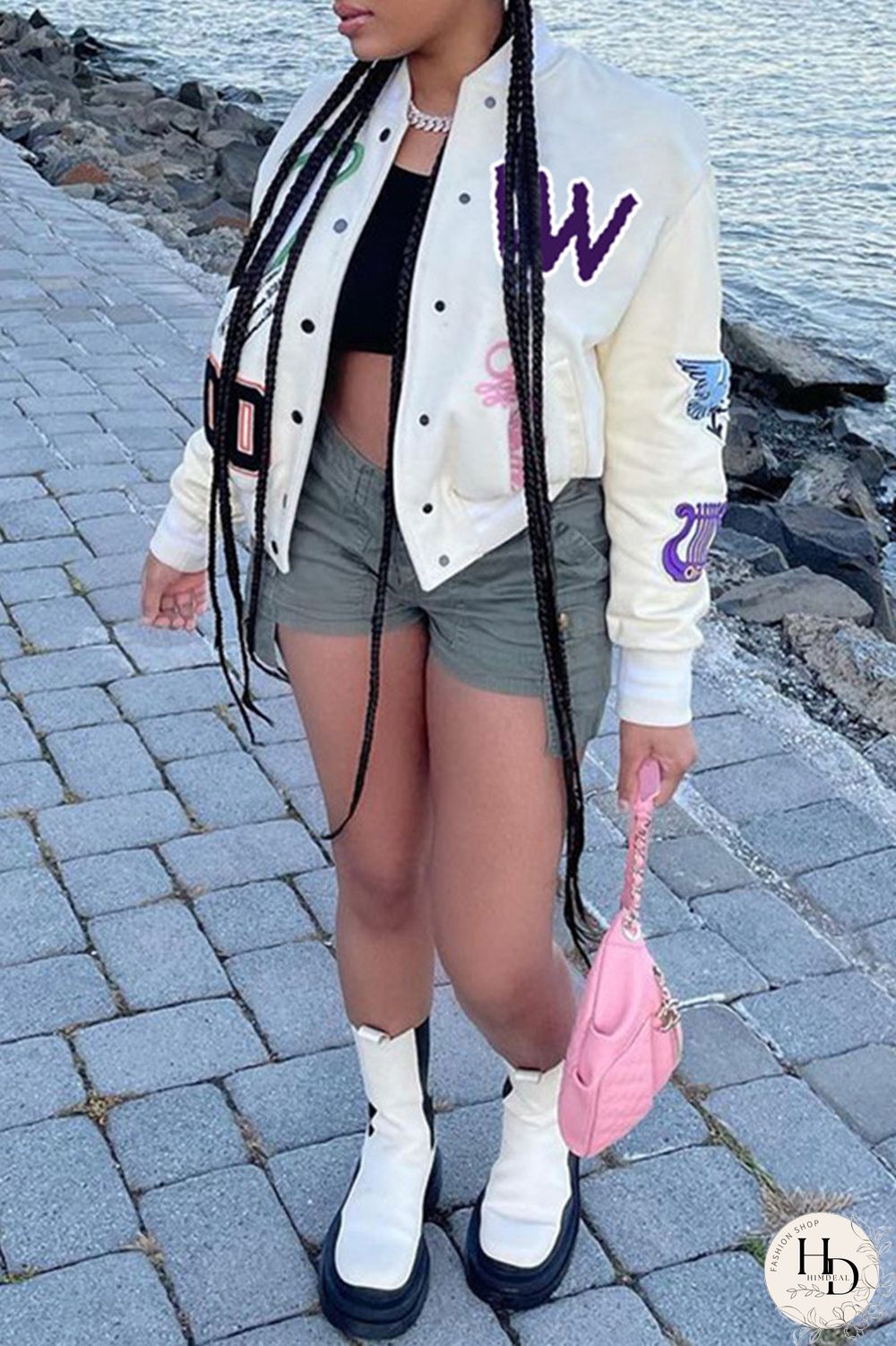 White Fashion Casual Print Cardigan Outerwear