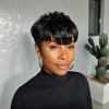 Trendy Layered Pixie Cut Short Wig With Bangs 100% Human Hair | Put On & Go