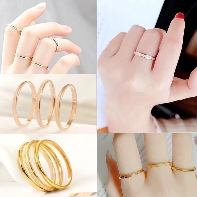 Fashion Circle Titanium Steel 18K Gold Plated Polishing Plating Rings