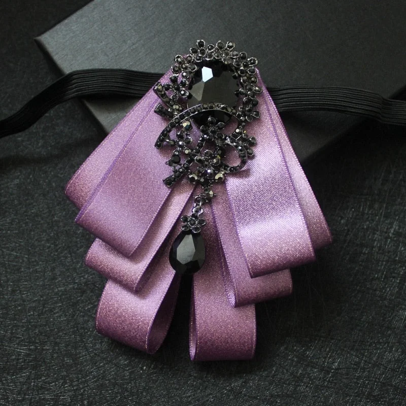 Luxury Black Rhinestone Handmade Bow Tie Men's Wedding Groomsman High-end British Boy Business Suit Shirt Bowtie Set