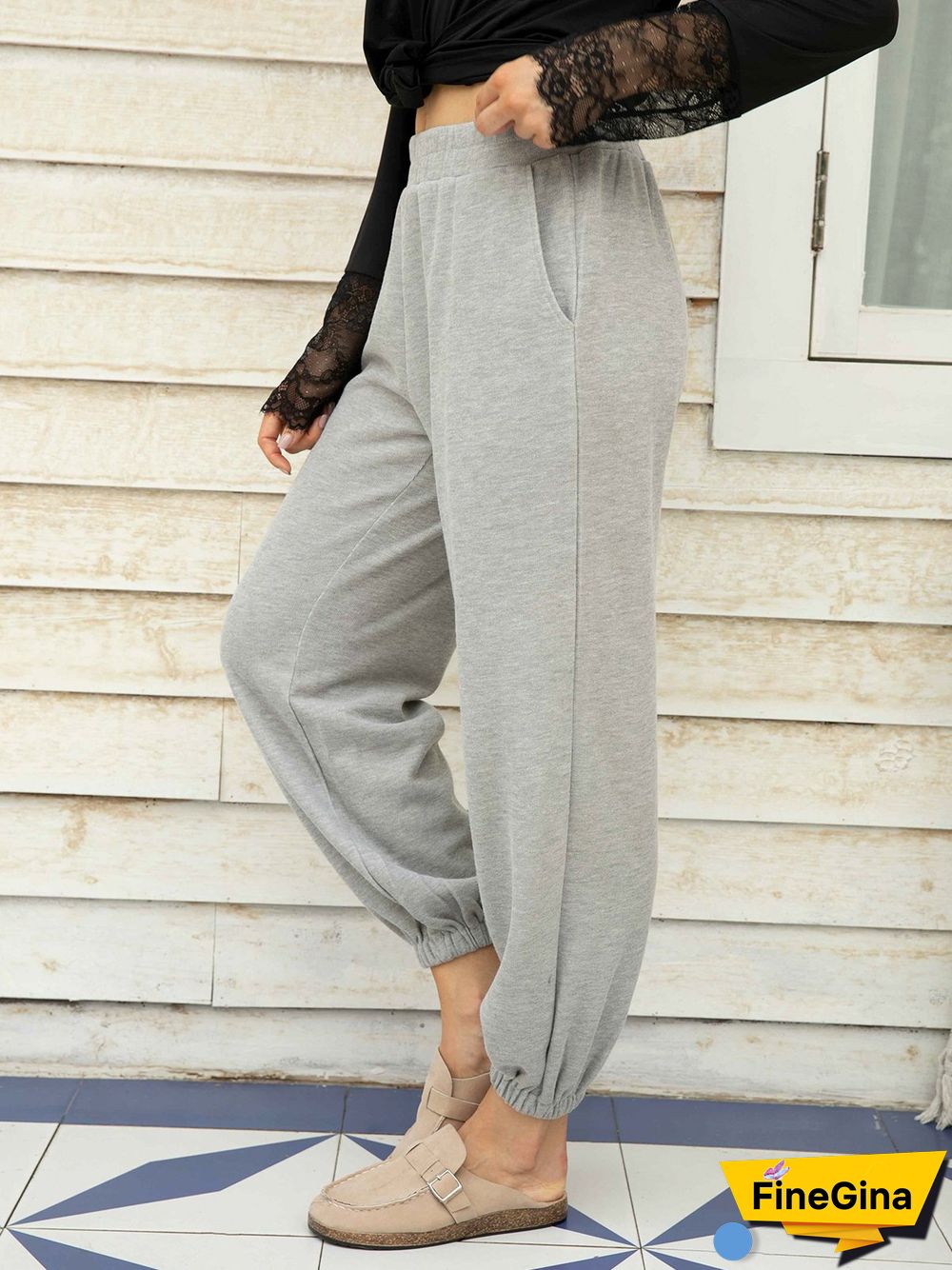 Cotton-Blend Casual Sports Pants