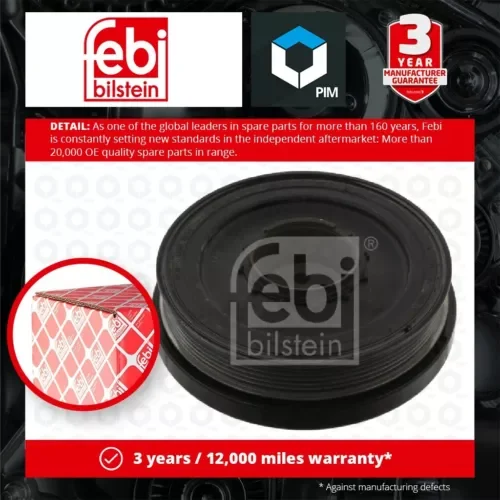 Crankshaft Pulley fits BMW X3 F25 2.0D 10 to 17 N47D20C Belt 11238512072 Febi Parts
