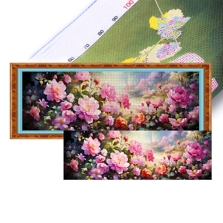 『YiShu』Flower - 11CT Stamped Cross Stitch(100*32cm)