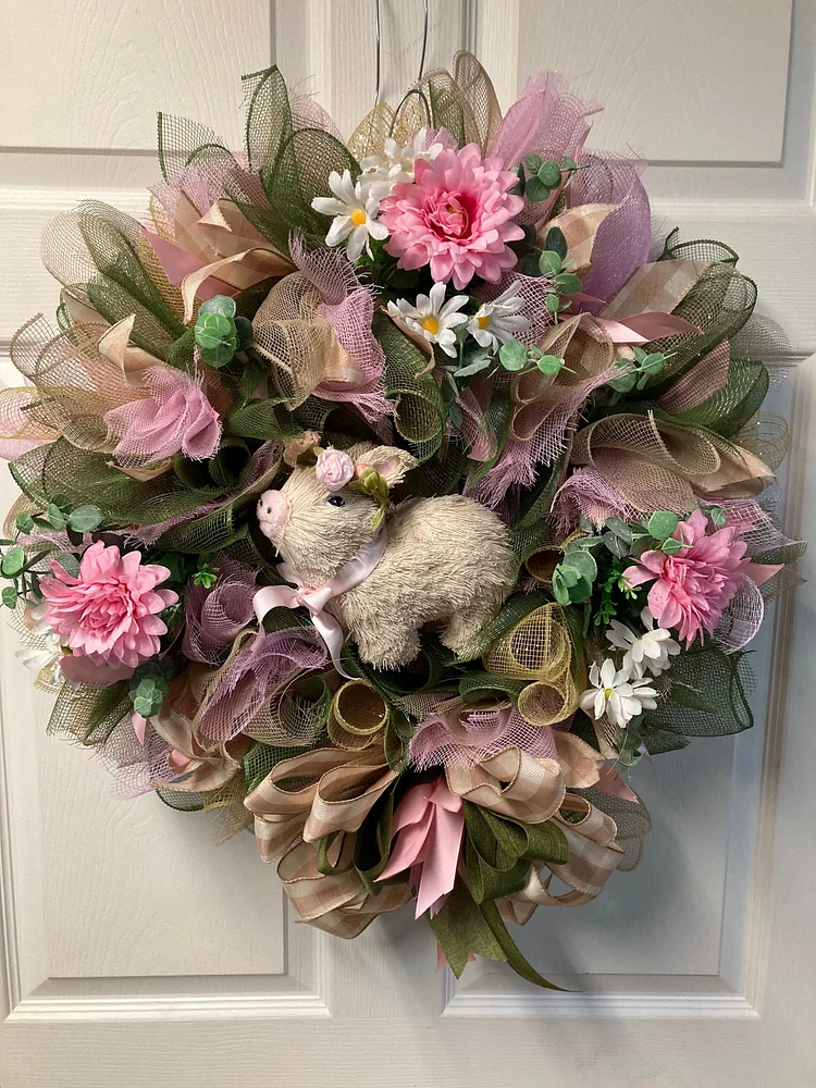 💖Mother's Day Sale💖45%OFF-Victorian Spring Pig wreath🐷