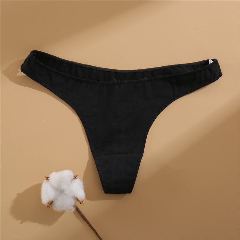 FINETOO Women's Cotton G-string Lingerie Underwear 7 Solid Colors Ladies Panties Female Low-Rise Girl Thong Briefs M-XL Lingerie