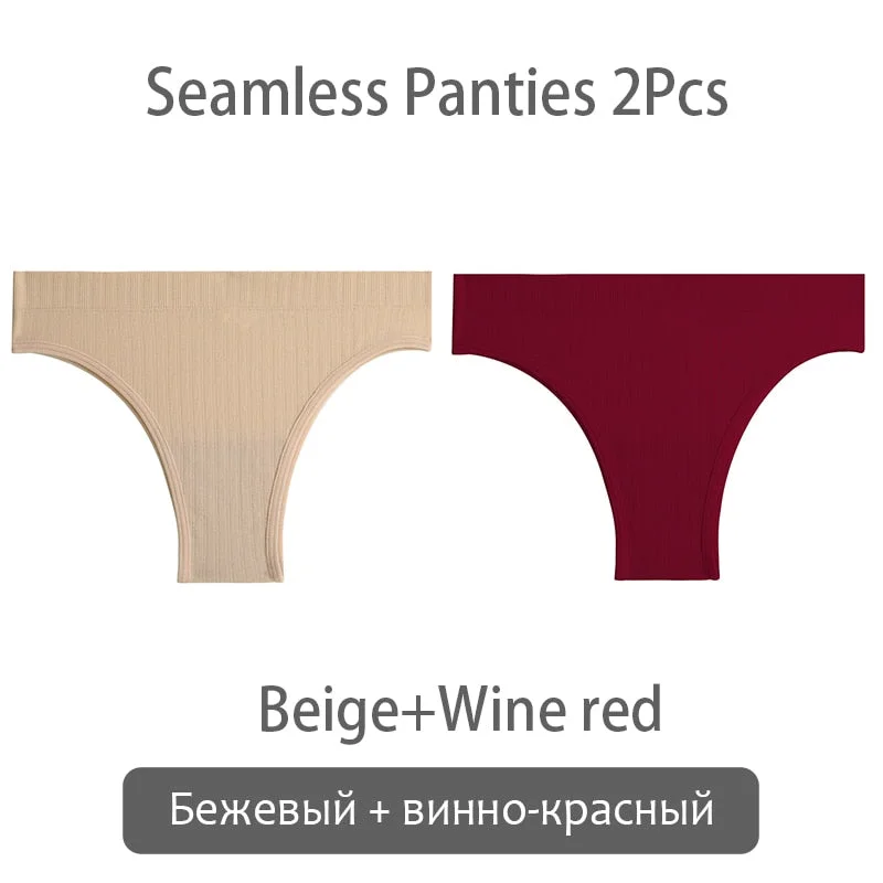 FINETOO Seamless Brazilian Panties Women 2Pcs/set T-back Underwear M-XL Panty Ladies Thongs Underpants Female Lingerie 9 Colors