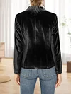 Elegant Women's Blazer - Solid Color, Long Sleeve, Open Front with Single Button - Machine Washable Polyester & Elastane Blend for Fall/Winter
