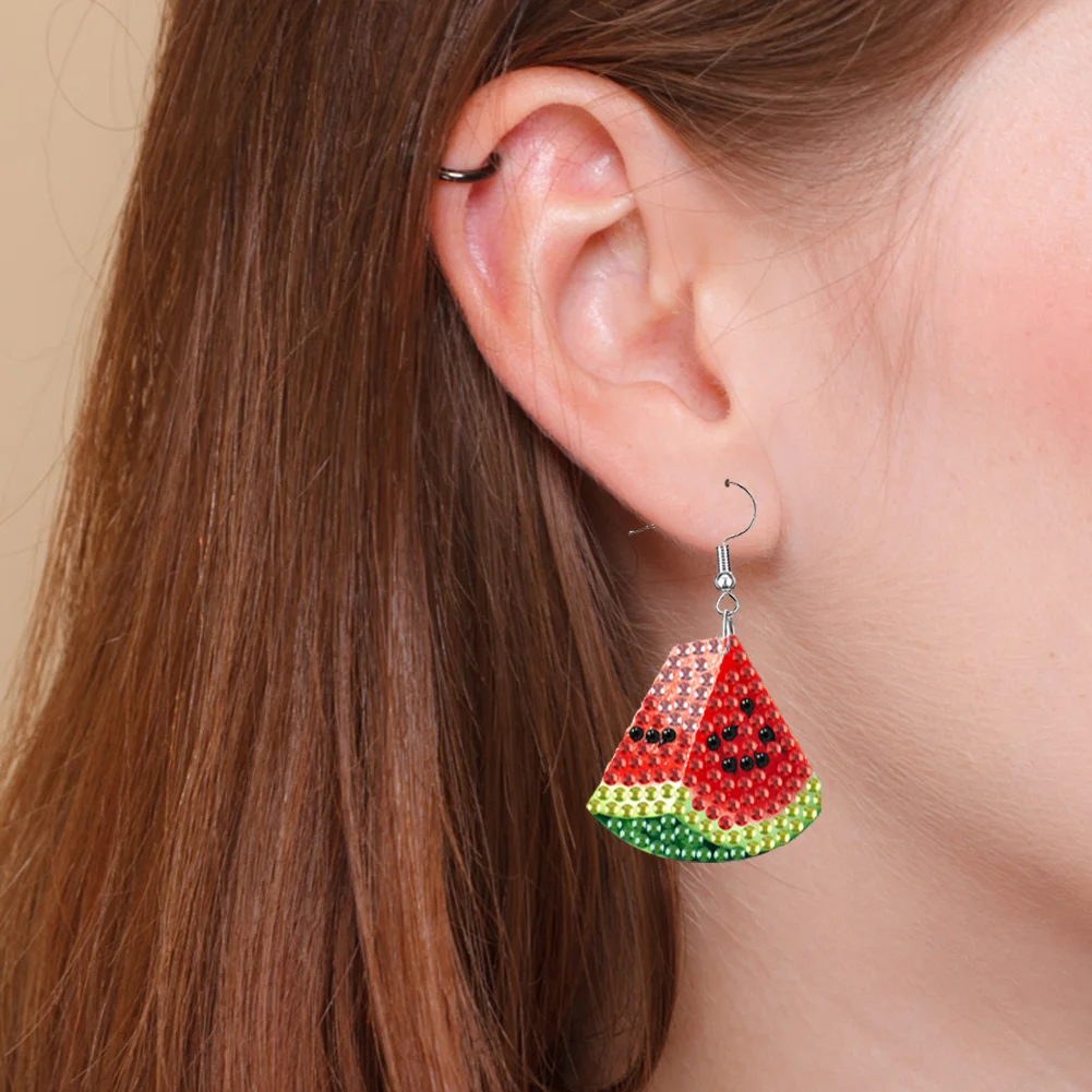 4 Pairs Fruits Double Sided Diamond Painting Earrings DIY Earrings Making Kit