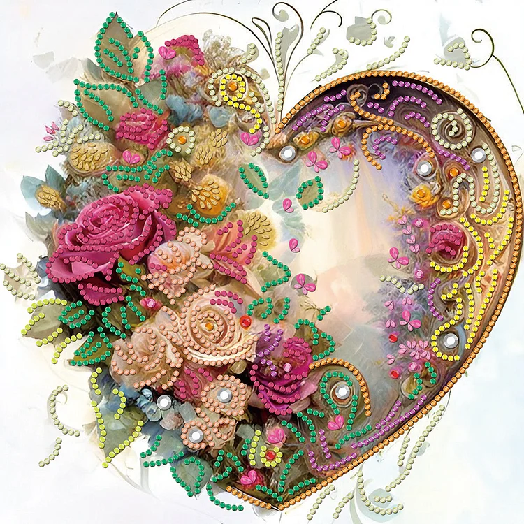 Love Flower Frame 30*30CM(Canvas) Special Shaped Drill Diamond Painting gbfke